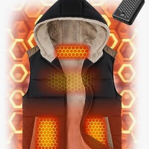 New ! Graphene Heated Black Hooded Vest